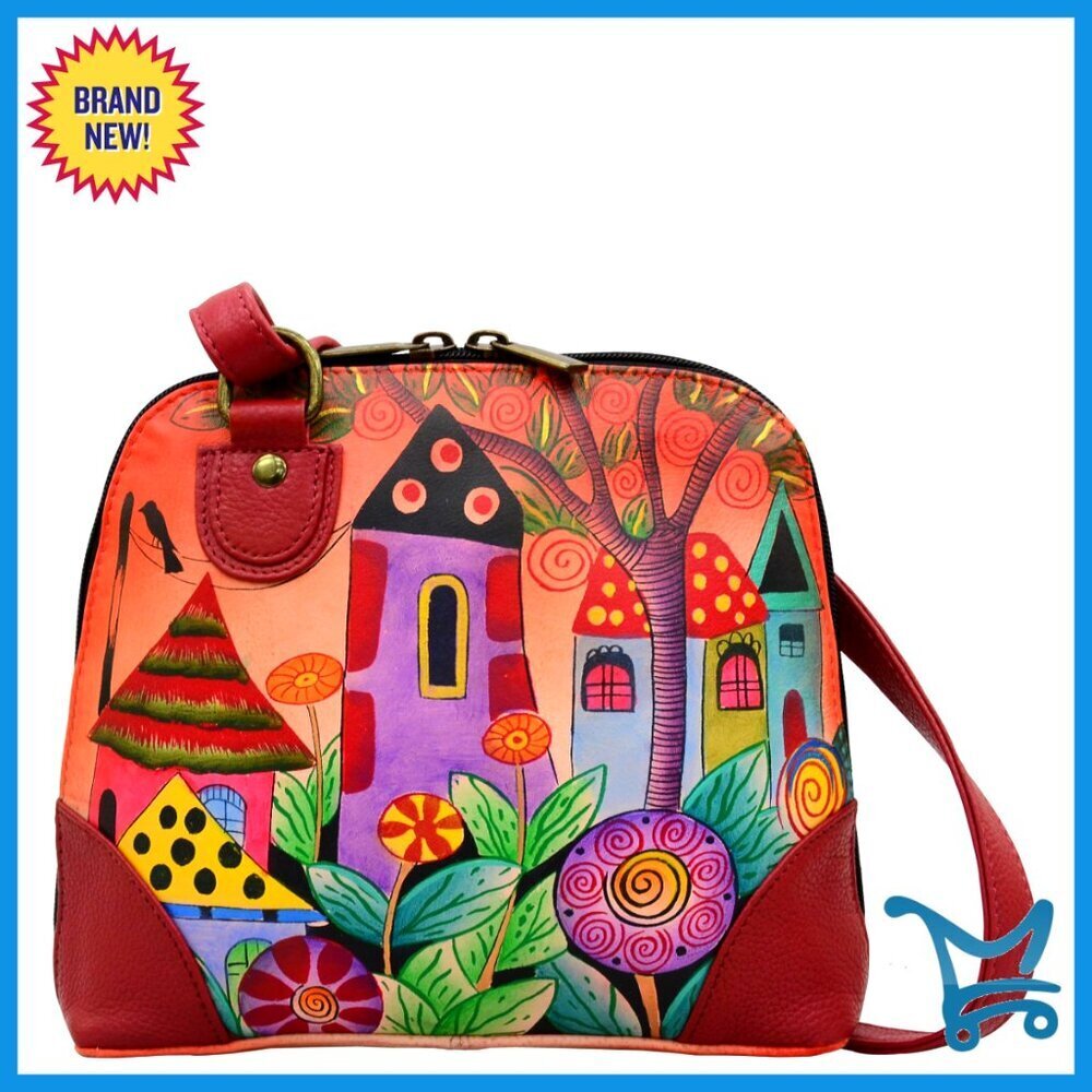 Small Leather Crossbody Bag with Multiple Compartments and Adjustable Strap